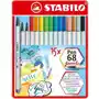 Stabilo Flamastry Pen 68 brush etui metalowe 15 kolorów Sklep