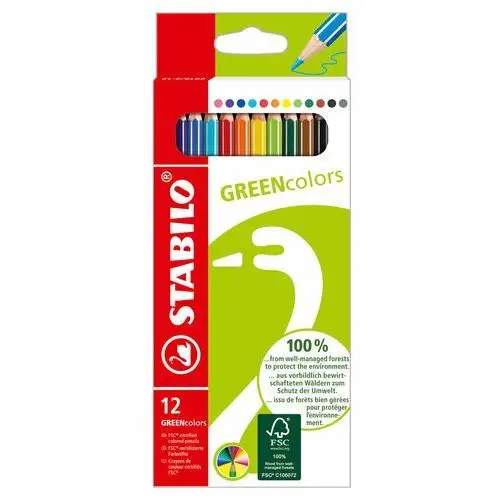 Kredki ołówkowe, Green Color, 12 kolorów