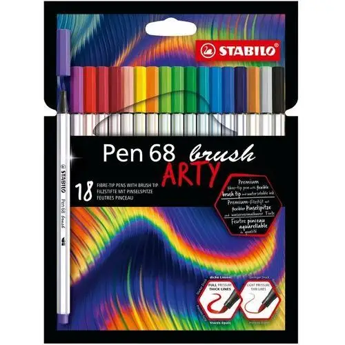 Stabilo Pisaki pen 68 brush, arty, 18-kolorów