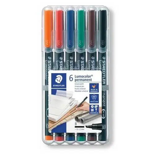 Foliopisy kolorowe 6 szt permanentne b lumocolor Staedtler