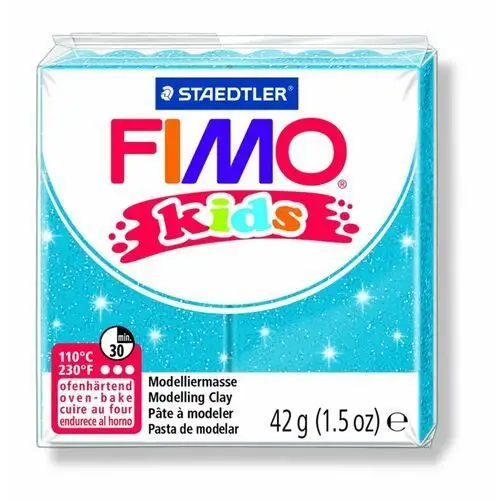 Staedtler Masa plastyczna termoutwardzalna fimo kids, niebieska brokatowa, 42 g, kostka