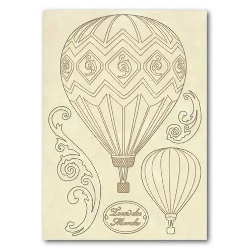 Drewniana wycinanka, a5, hot-air balloons Stamperia by box