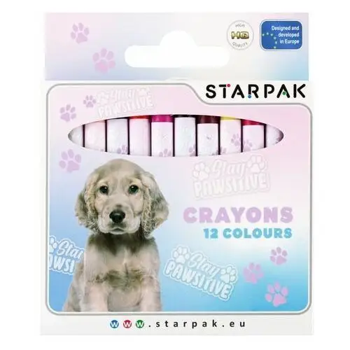 Kkredki woskowe szkolne 12 kolorów pies piesek Starpak