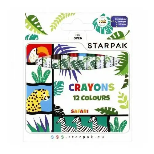Kredki woskowe świecowe 12 kolorów safari Starpak
