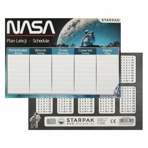 Plan lekcji z tabliczką mnożenia A5 NASA STARPAK 536141