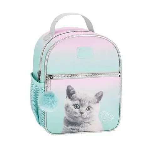 Plecak szkolny dla dziewczynki jasnoniebieski kot dwukomorowy Starpak