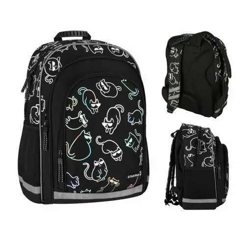 Plecak szkolny dla dziewczynki Kotki holograf czarny STARPAK