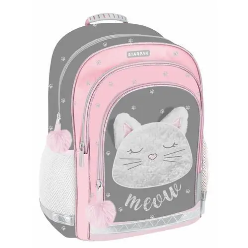 Plecak szkolny dla dziewczynki różowy kot dwukomorowy Starpak