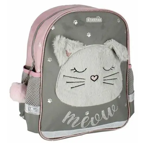 Plecak szkolny dla dziewczynki szary Starpak Kot jednokomorowy