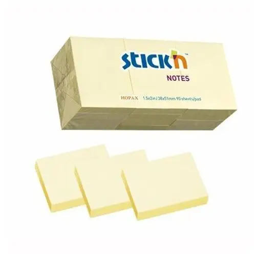 Karteczki stick'n 38 x 51 mm zółte pastel (12 x 100) Stickn