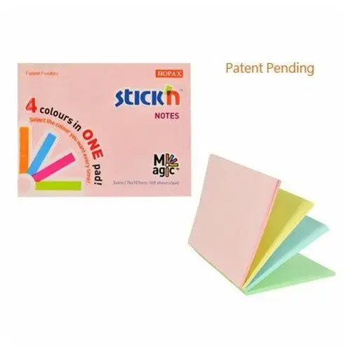 Stickn, karteczki Stick'n, 76x101 mm, pastelowe, 100 karteczek