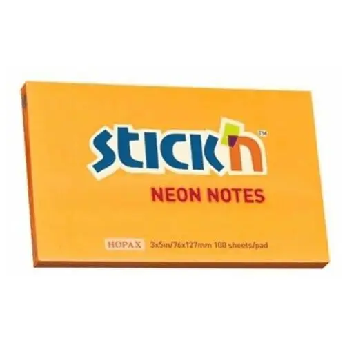 Karteczki stick'n neonowe, pomarańczowy, 100 kartek Stickn