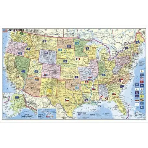 Stiefel, USA. Mapa ścienna kody pocztowe na podkładzie 1:5 500 000