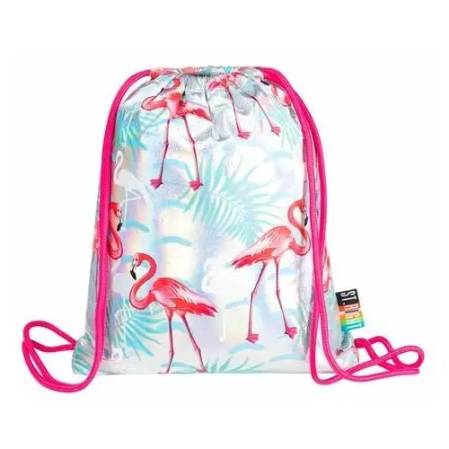 St.majewski Holograficzny plecak na sznurkach - worek flamingi