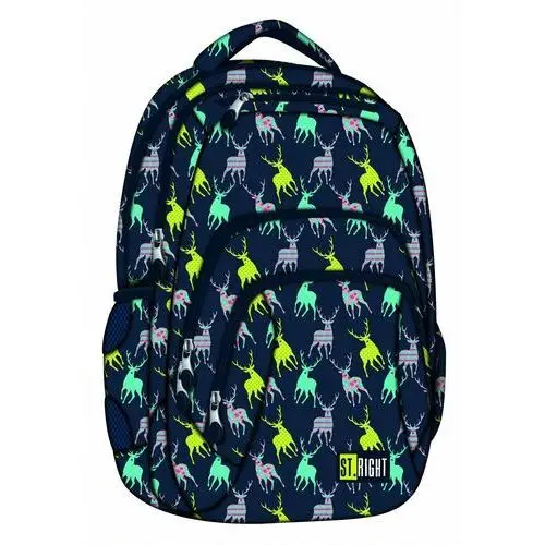 Plecak szkolny dla chłopca i dziewczynki St.Right czterokomorowy, kolor zielony