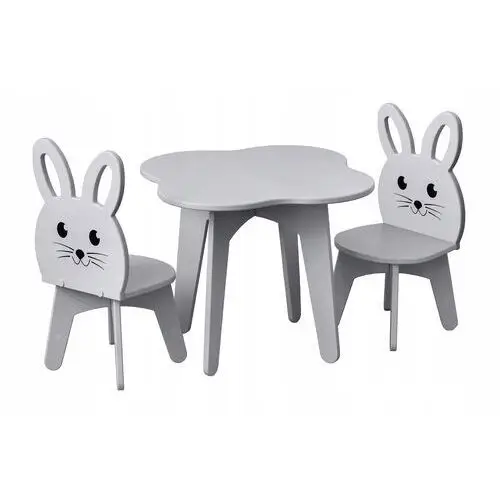 Stolik dziecięcy i dwa krzesełka króliczek kolor zestawu szary
