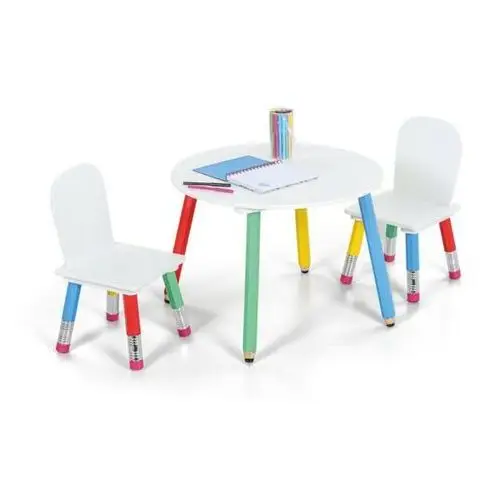Stolik dziecięcy z 2 krzesłami PASTELL, biały/mieszanka kolorów