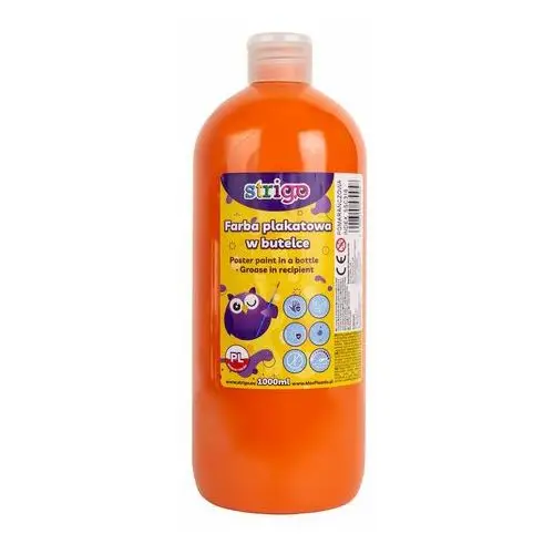 Strigo , farba plakatowa w butelce, 1000 ml, pomarańczowa