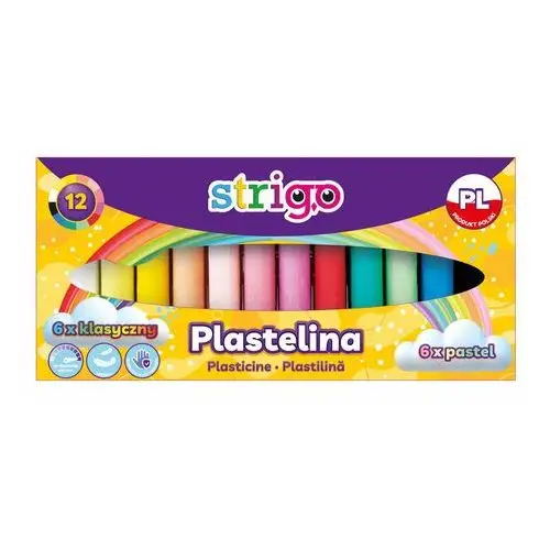 Plastelina, 12 kolorów, klasyczne pastelowe Strigo