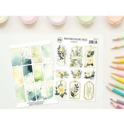 Watercolor tags- naklejki kolorowe papierowe-2szt/ color paper stickers set of 2 Studio forty