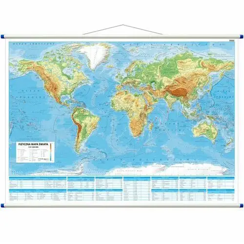 Świat mapa ścienna fizyczna, 1:21 200 000, ArtGlob