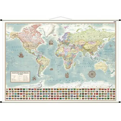 Świat polityczny - mapa ścienna stylizowana, 1:21 200 000