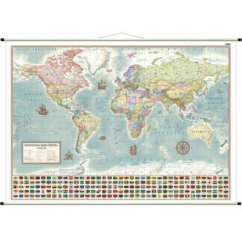Świat polityczny - mapa ścienna stylizowana, 1:30 000 000
