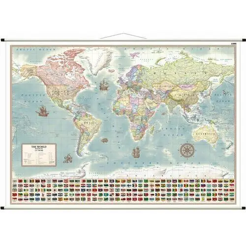 Świat polityczny - stylizowana mapa ścienna wersja angielska, 1:21 200 000