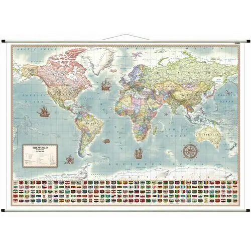 Świat polityczny - stylizowana mapa ścienna wersja angielska, 1:42 000 000