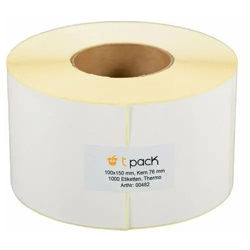 T-pack Etykiety termiczne 100x150 1000szt gilza 76mm białe