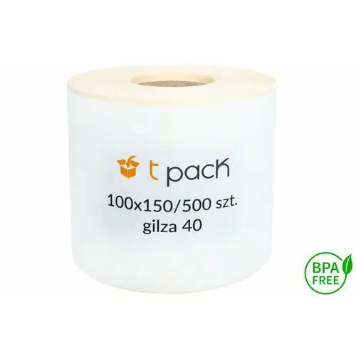 Etykiety termiczne 100x170 500szt gilza 40mm białe T-pack