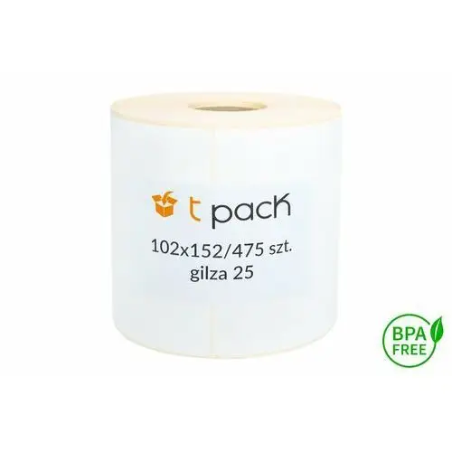 Etykiety termiczne 102x152 475szt gilza 25mm białe T-pack