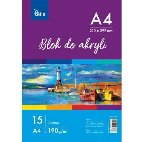 Tetis Blok do akryli, a4, 190 g/m2