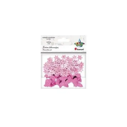 Titanum cekiny kwiaty + naklejki mix różowe