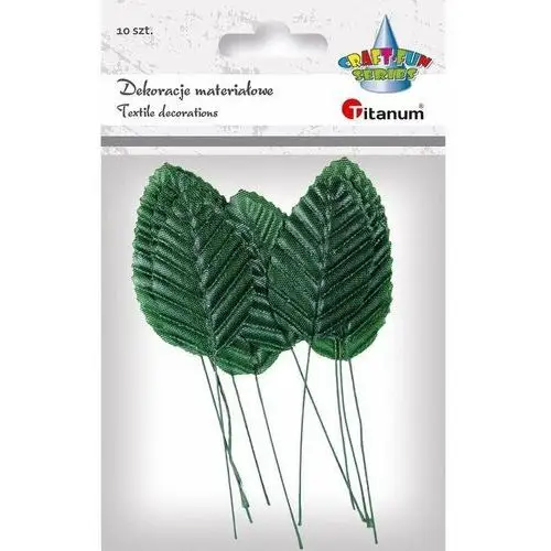 Titanum Dekoracje materiałowe liście na druciku 10 szt zielony ciemny