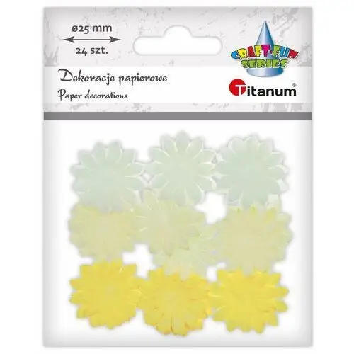 Dekoracje papierowe kwiatki 24szt żółte Titanum