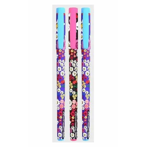 Titanum Długopis vinson kwiaty kolorowe 0,7mm 3 szt zestaw