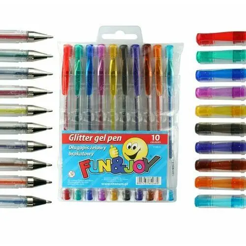 Długopis żelowy brokatowy 10 kolorów Fun&Joy