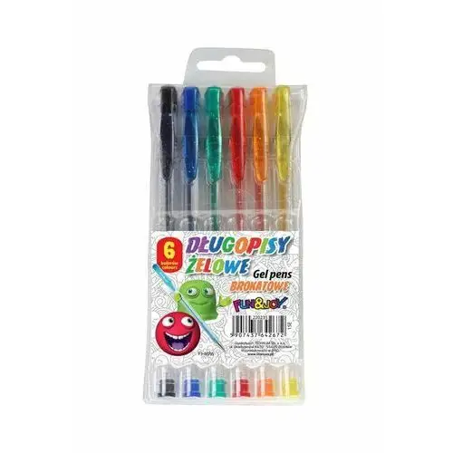 Długopisy żelowe brokatowe 6 kolorów Fun&Joy