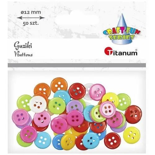 Titanum Guziki plastikowe 12mm mix kolorów - 50 sztuk