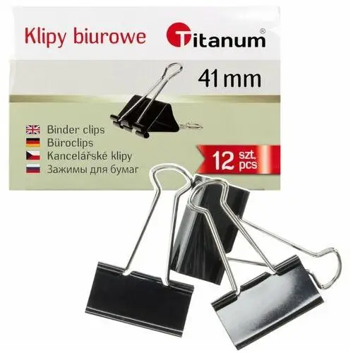 Titanum Klipsy biurowe spinacze 41mm czarne 12 szt