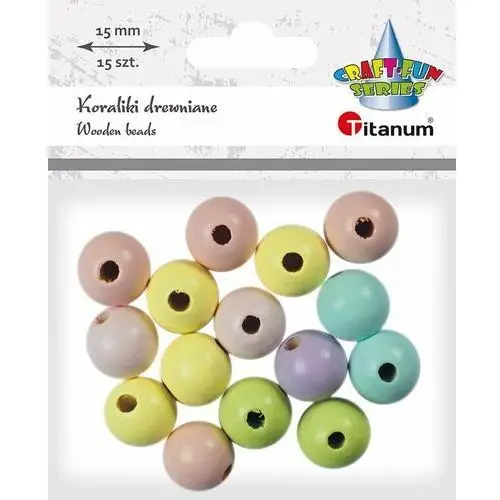 Koraliki drewniane pastelowe okrągłe 15mm 15szt Titanum