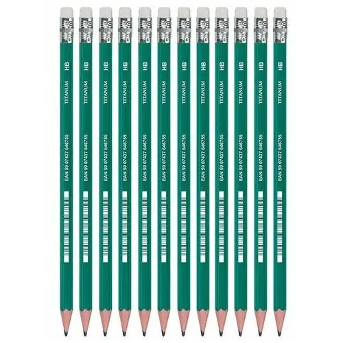 Ołówek bezdrzewny z gumką HB 12 szt Titanum