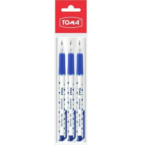 Długopis gwiazdki s-fine automatyczny niebieski komplet 3 sztuki Toma