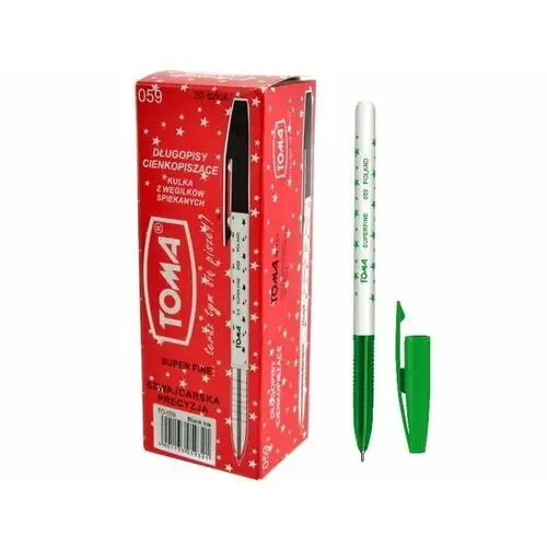 Długopis s-fine w gwiazdki zielony to-059 20 sztuk Toma