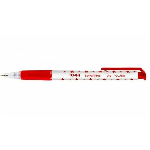 Długopis, Superfine TO-069, gwiazdki, czerwony, kolor czerwony