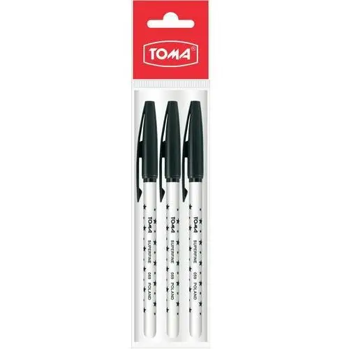 Toma, Długopisy gwiazdki S-Fine czarny, zestaw 3 sztuk