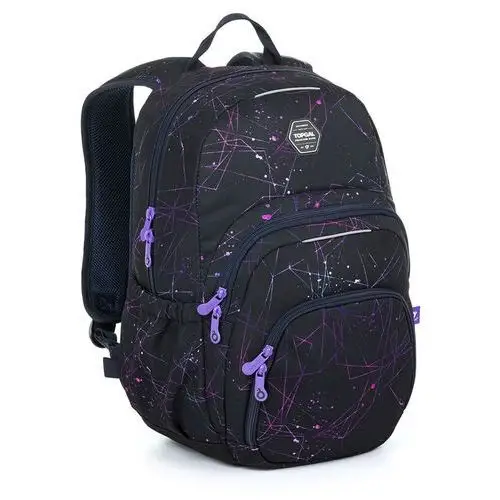 Czarny plecak młodzieżowy z fioletowym wzorem Topgal SKYE 24031, kolor fioletowy
