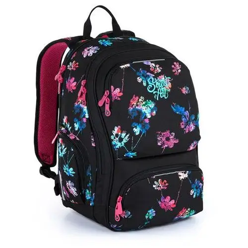 Topgal Czarny plecak w kwiaty roth 21029