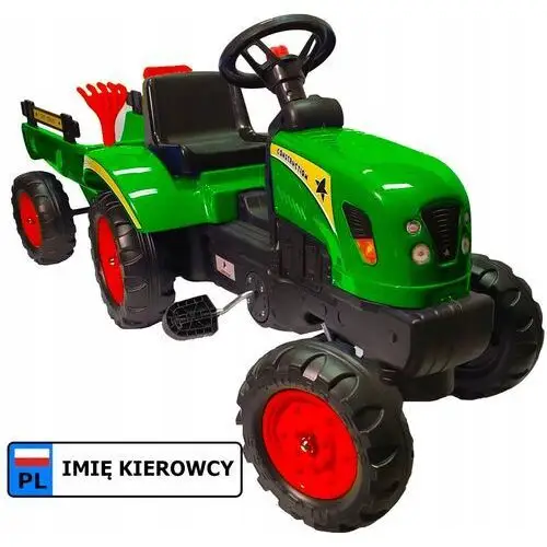 Traktor na pedały z przyczepą tablica z imieniem